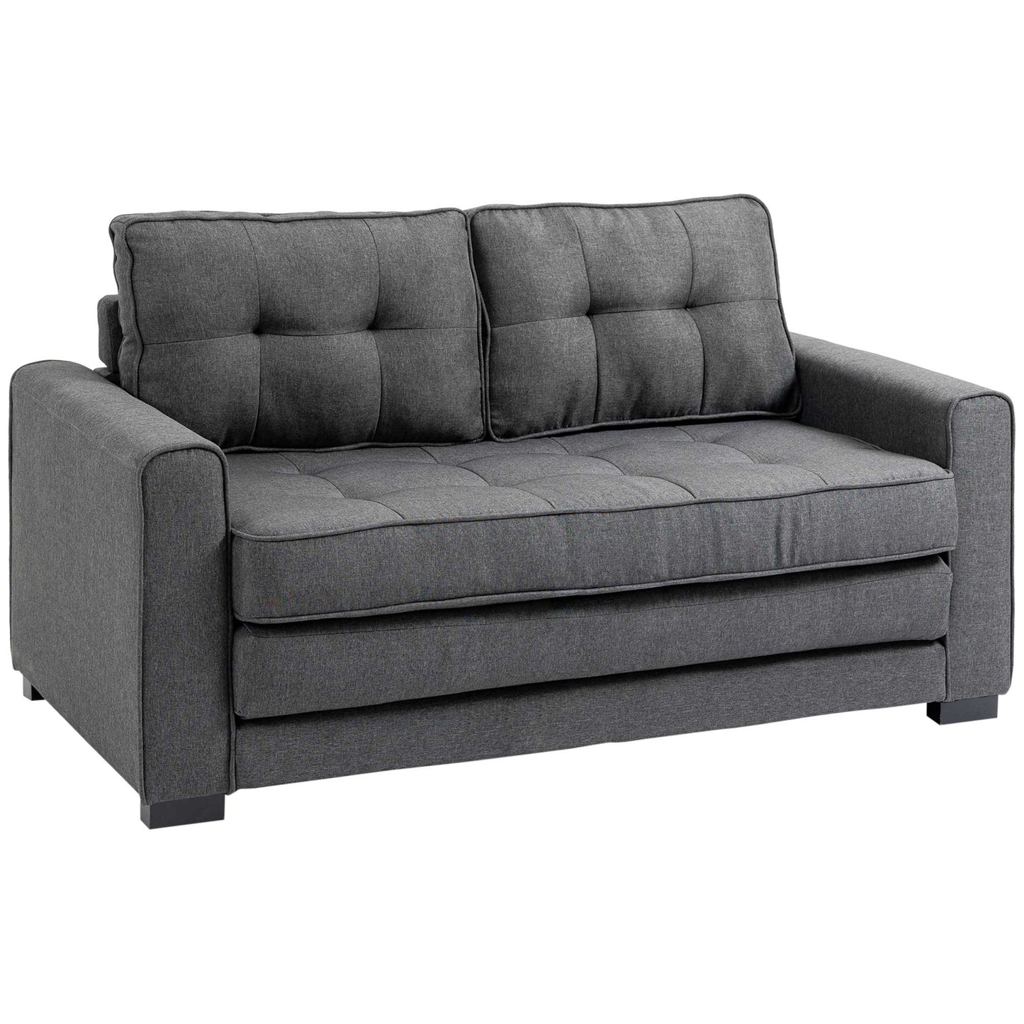 2-Seater Fabric Sofa Bed with Padding and Springs, 151x75x85 cm, Grey