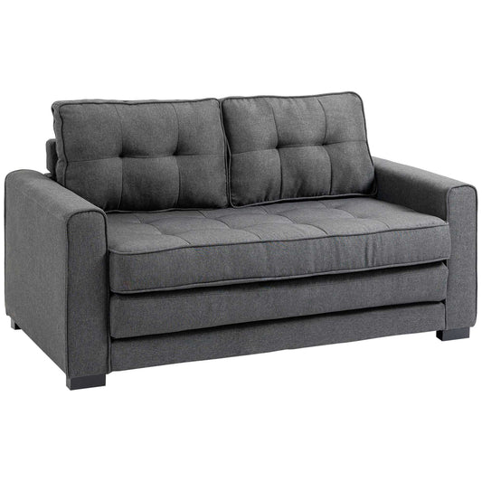 2-Seater Fabric Sofa Bed with Padding and Springs, 151x75x85 cm, Grey