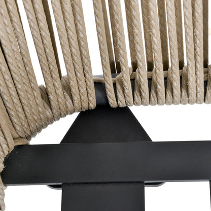 Set of 2 Outdoor Chairs with Table in PE Rattan Boho Style, Khaki and Grey