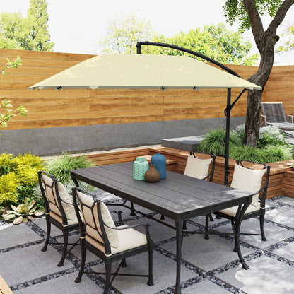 Cantilever Umbrella with Adjustable Cover and Cross Base, in Metal and Polyester, 260x304x245 cm, Cream
