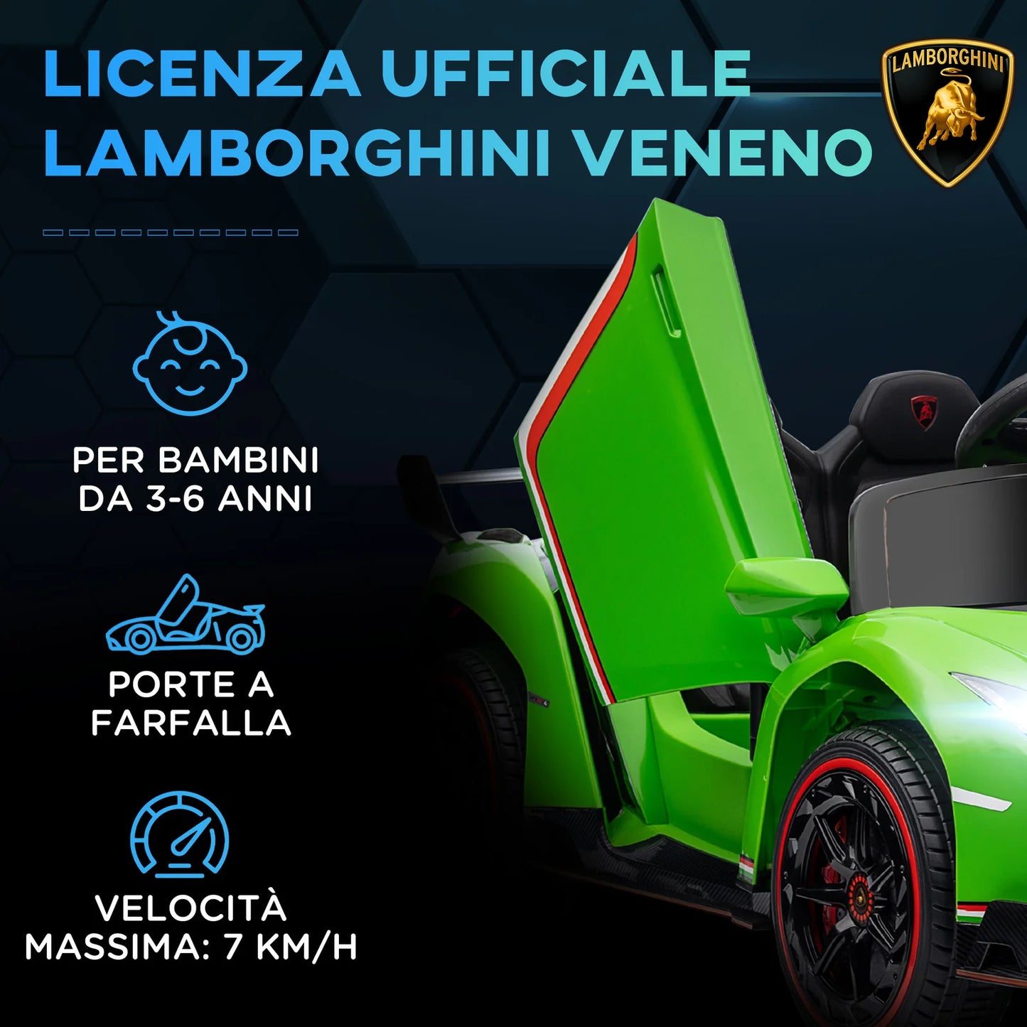 Electric Ride-On Lamborghini 12V Car with Remote, Green