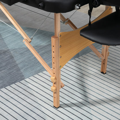 Professional Foldable Massage Table with Adjustable Height and Carrying Bag, Black