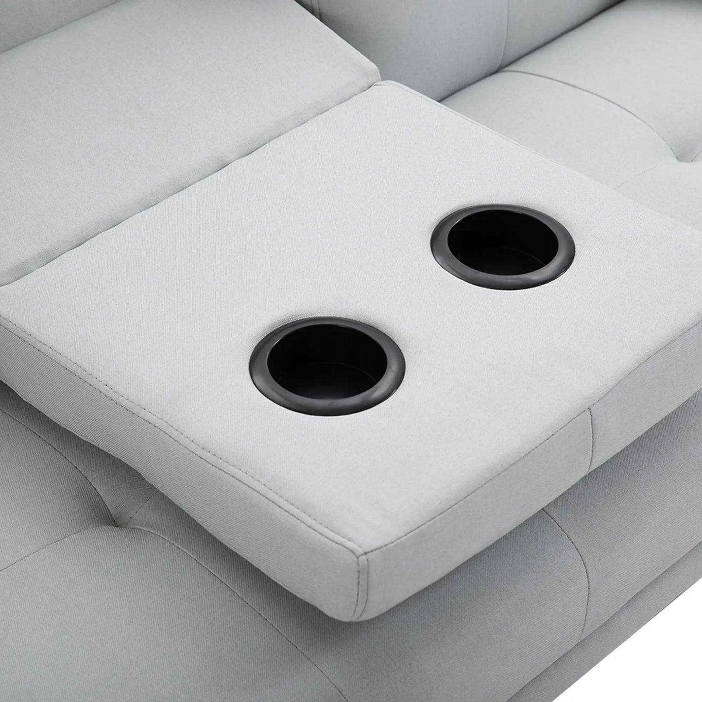 3 Seater Scandinavian Style Reclining Sofa Bed with Drop-Leaf Table, 181x77x88 cm, Grey