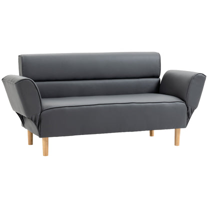 2 Seater Sofa Convertible to Single Sofa Bed with Adjustable Armrests, 164x71x75cm