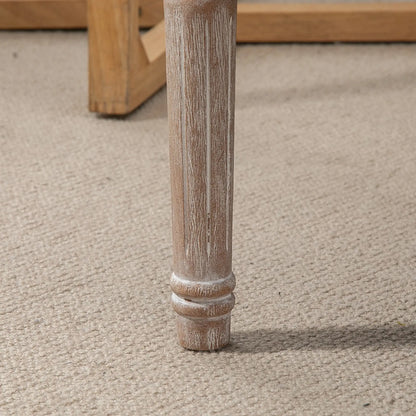 Upholstered Bed End Bench with Linen Effect Upholstery and Wooden Legs, 80x40x41cm, Beige