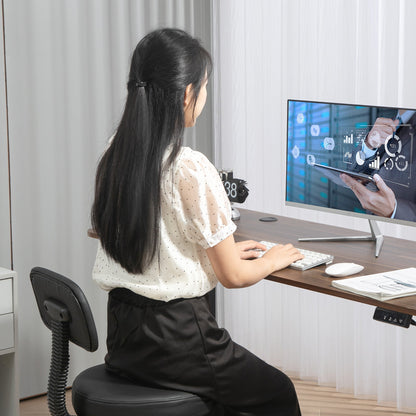 Height-Adjustable Swivel Chair with Footrest, in Steel, Faux Leather and Foam, 52x52x78-92 cm, Black