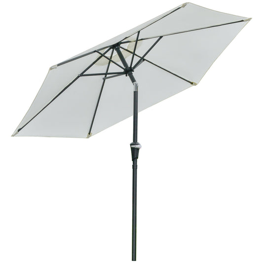 2.3x2.2m Tilting Garden Umbrella with Crank, Metal Pole and 6 Ribs, Cream