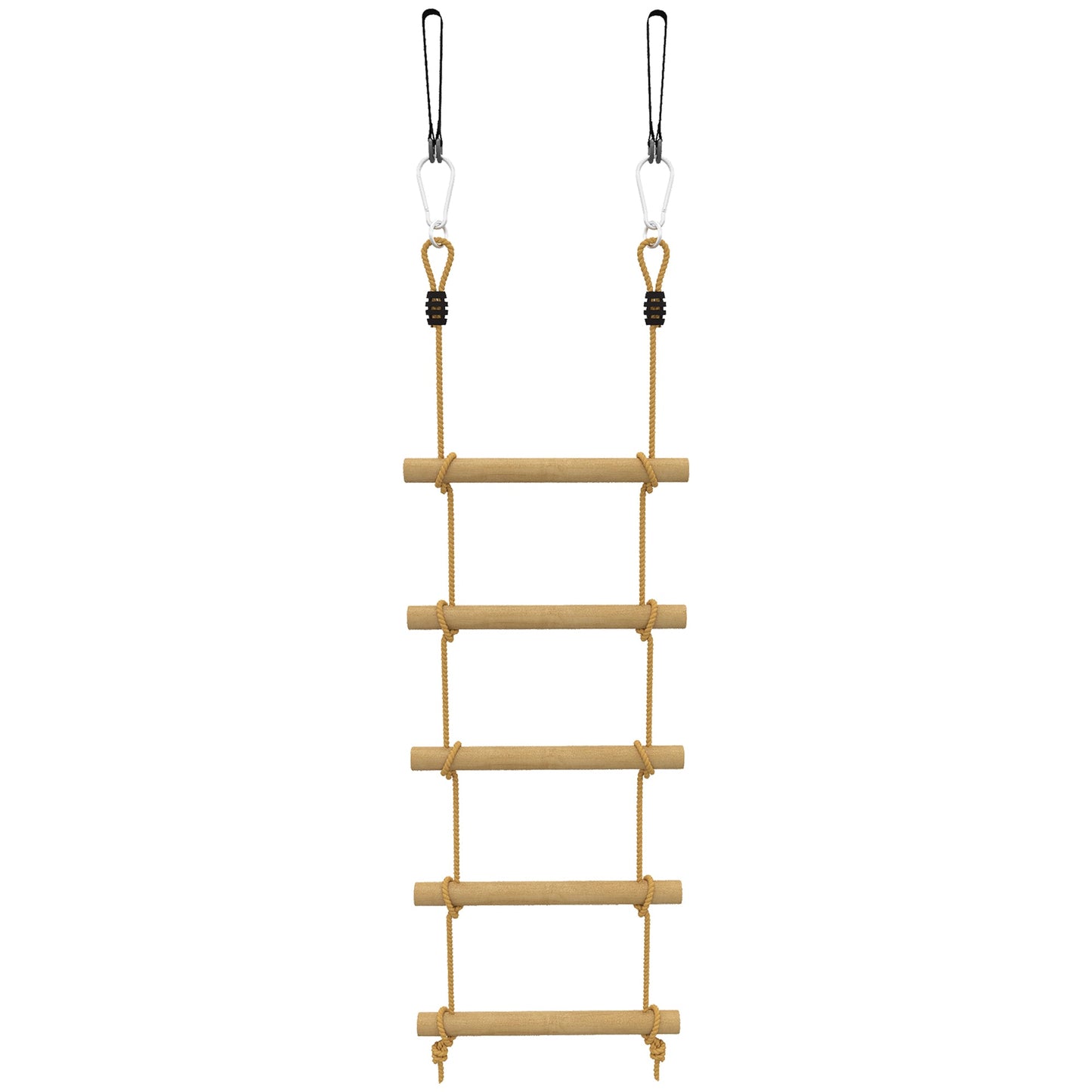 5-Rung Ladder for Children Ages 3-8 Years, with Buckles and Straps, Made of Wood and PE, Wood Color