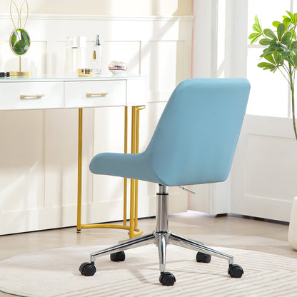Height-Adjustable Desk Chair with 5 Wheels, PU Silicone, Foam and Steel, 52x58x80-90 cm, Blue