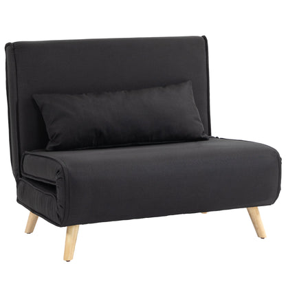 3 in 1 armchair bed with reclining backrest in 6 positions in fabric, 94x78x80 cm, Black