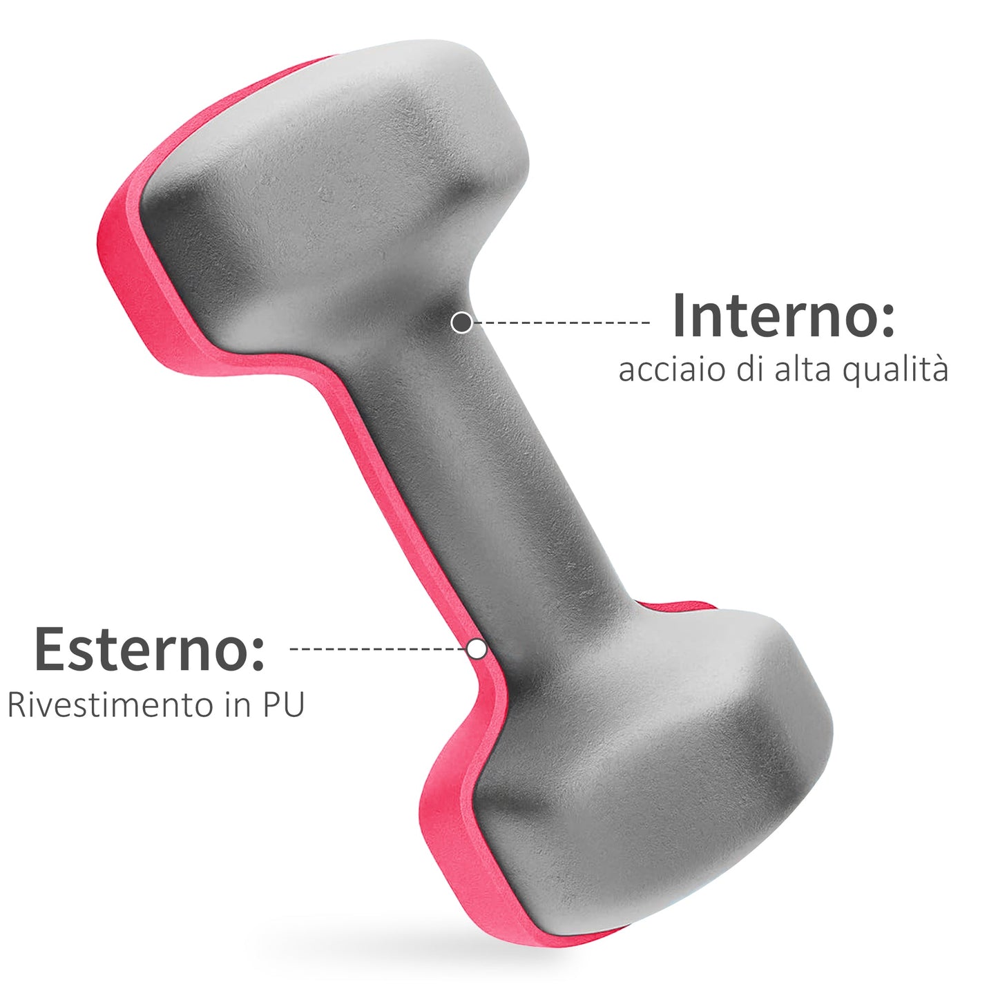 Set of 4 Hexagonal Dumbbells of 20 kg Total in Steel and PU from 1 to 4kg, Multicolor