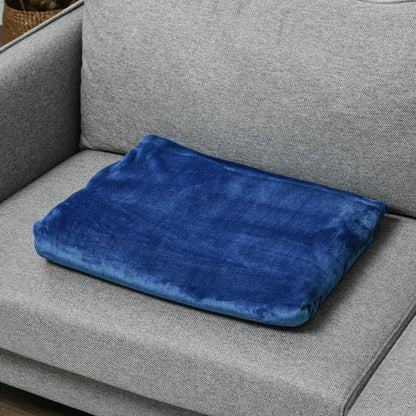 Dark Blue 330 GSM Reversible Flannel Blanket for Indoor and Outdoor Use, 203x152x0.5 cm, Dark Blue