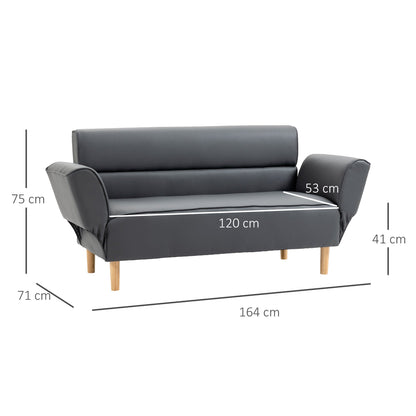 2 Seater Sofa Convertible to Single Sofa Bed with Adjustable Armrests, 164x71x75cm