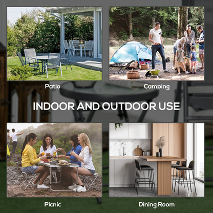 Folding Garden Coffee Table with Marble Effect Glass Top, Ø45x50cm, Grey