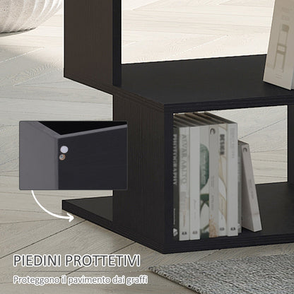 Designer Coffee Table, White Living Room Table, 2 Open Shelves, Modern Design, Living Room Coffee Table, Wood, 40x40x43cm, Black