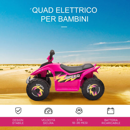 quad for electric children with 6V rechargeable battery, speed 2.8-4.6km/h, age 18-36 months, 72x40x45.5cm, pink