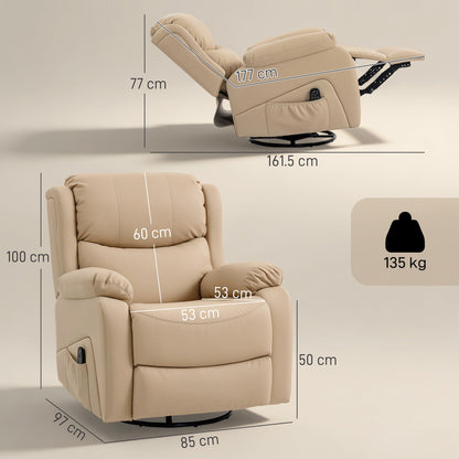 Reclining Relaxing Chair with 8 Massage Points, Heating and Footrest, 87x97x100 cm, Beige