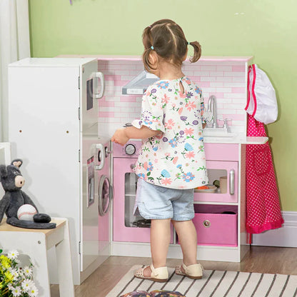 Toy Kitchen for Children 3-6 Years with Lights and Realistic Kitchen Utensils, in MDF and PP, 84x93. 5x85 cm
