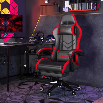 Gaming Chair with Adjustable Height and Reclining Backrest, 65x65x121-129 cm, Black and Red