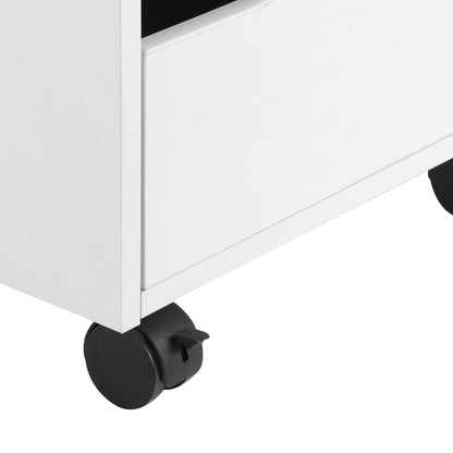 3 Drawer Office Chest with Retractable Handles, Wood and Metal, 40x50x57.5 cm, White