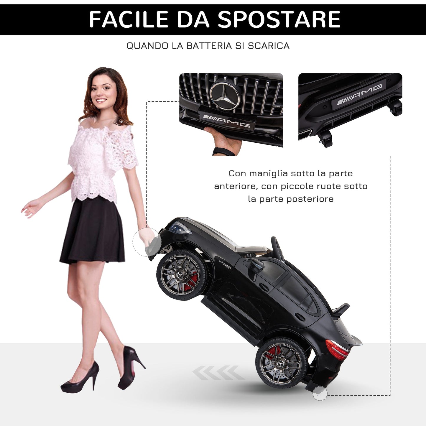 Electric Ride-On Car for Kids 3-5 Years Mercedes with Seat Belt and Remote Control, Black