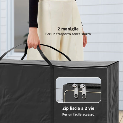 720L Storage Bag with 2 Zippers and Handles, 600D Oxford Fabric, 175x55x75 cm, Black