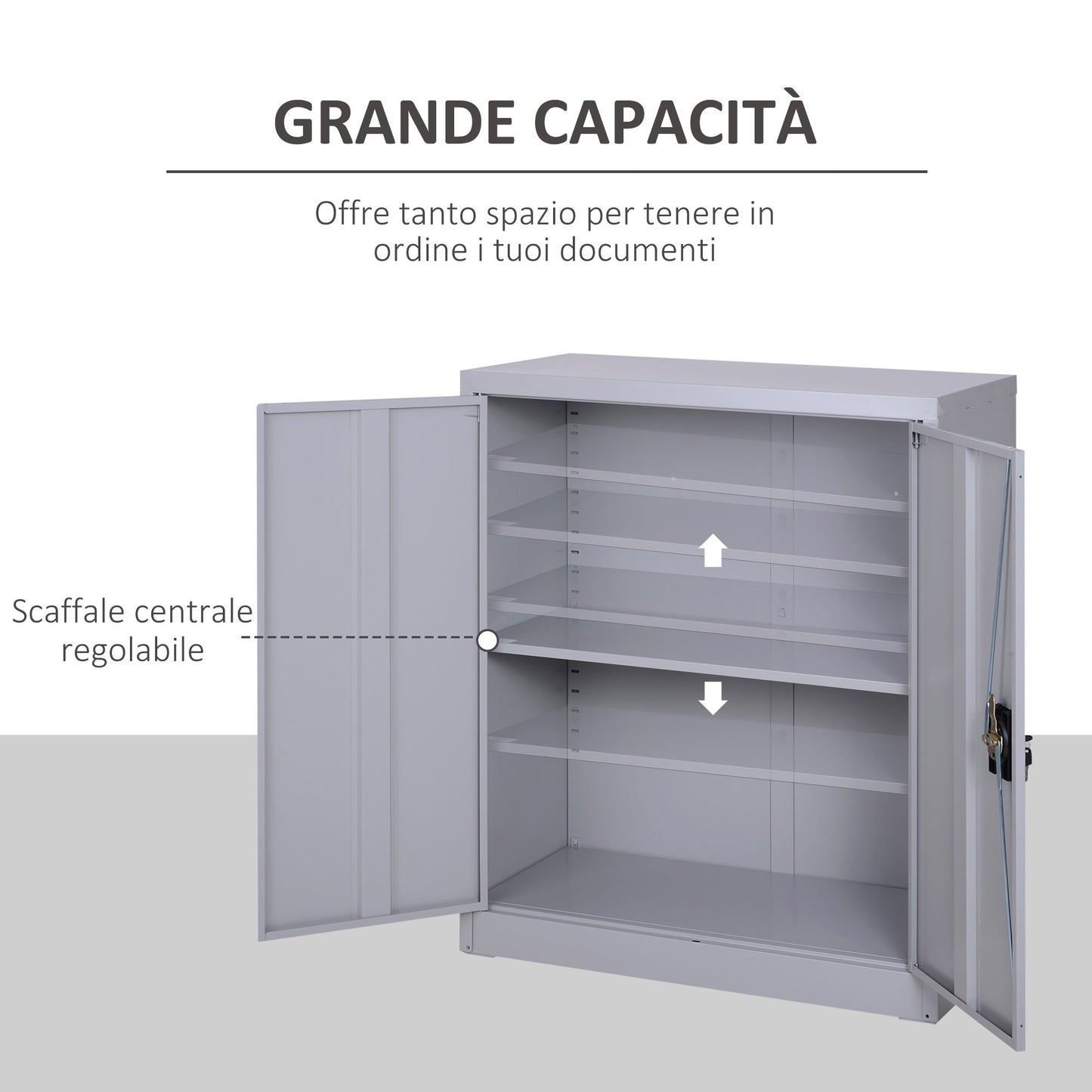 Cabinet Adjustable Shelf Safety Lock for Home Office Garage Steel 80x40x92.5cm Grey