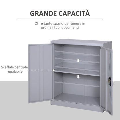 Cabinet Adjustable Shelf Safety Lock for Home Office Garage Steel 80x40x92.5cm Grey