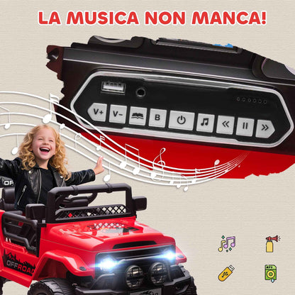 Children's Off-Road Vehicle with Lights, Horn, Belt and Remote Control, Made of PP and Metal, 99x66x68.5 cm, Red