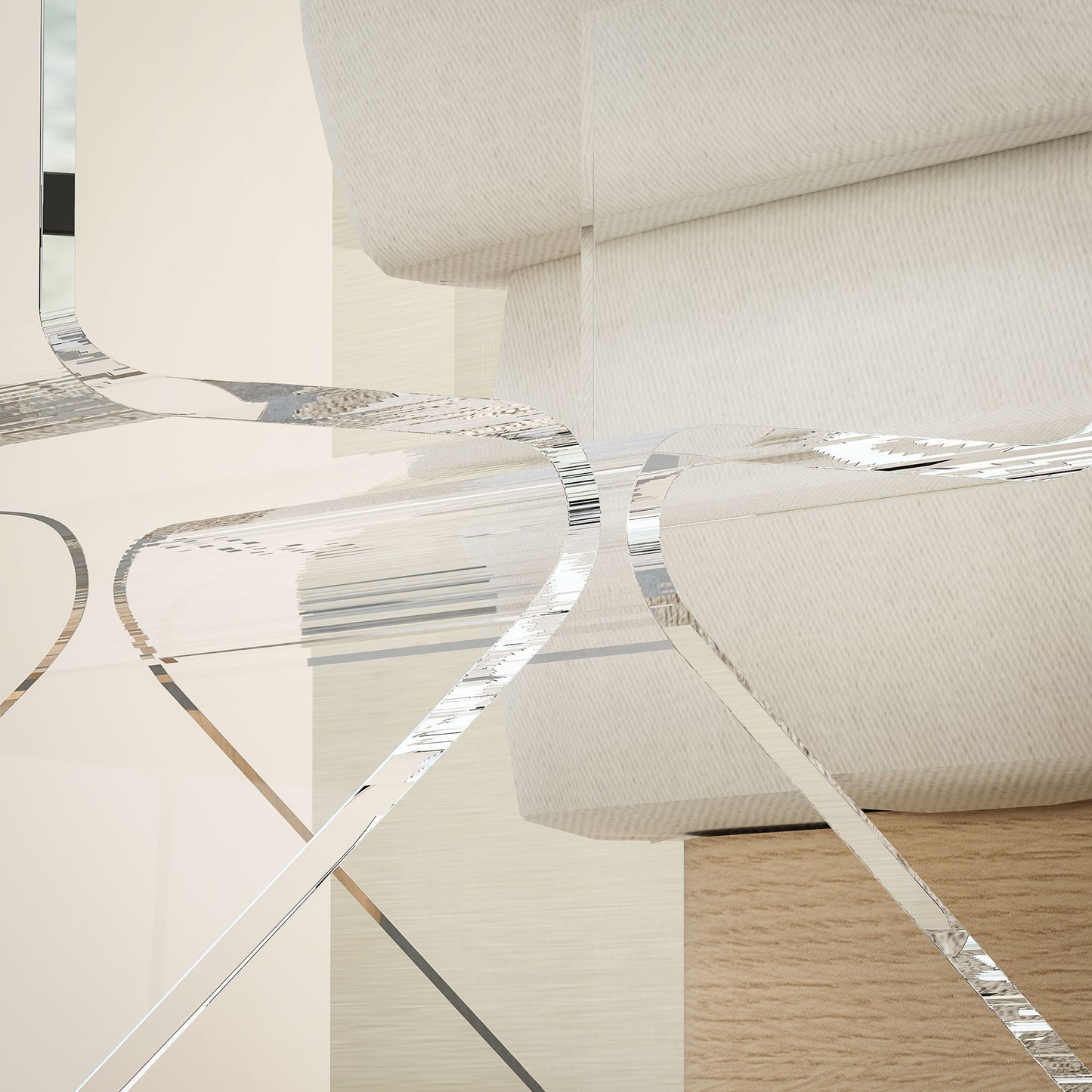 2-Tier Geometric Acrylic Coffee Table with Triangular Legs, 40x30x45cm, Transparent