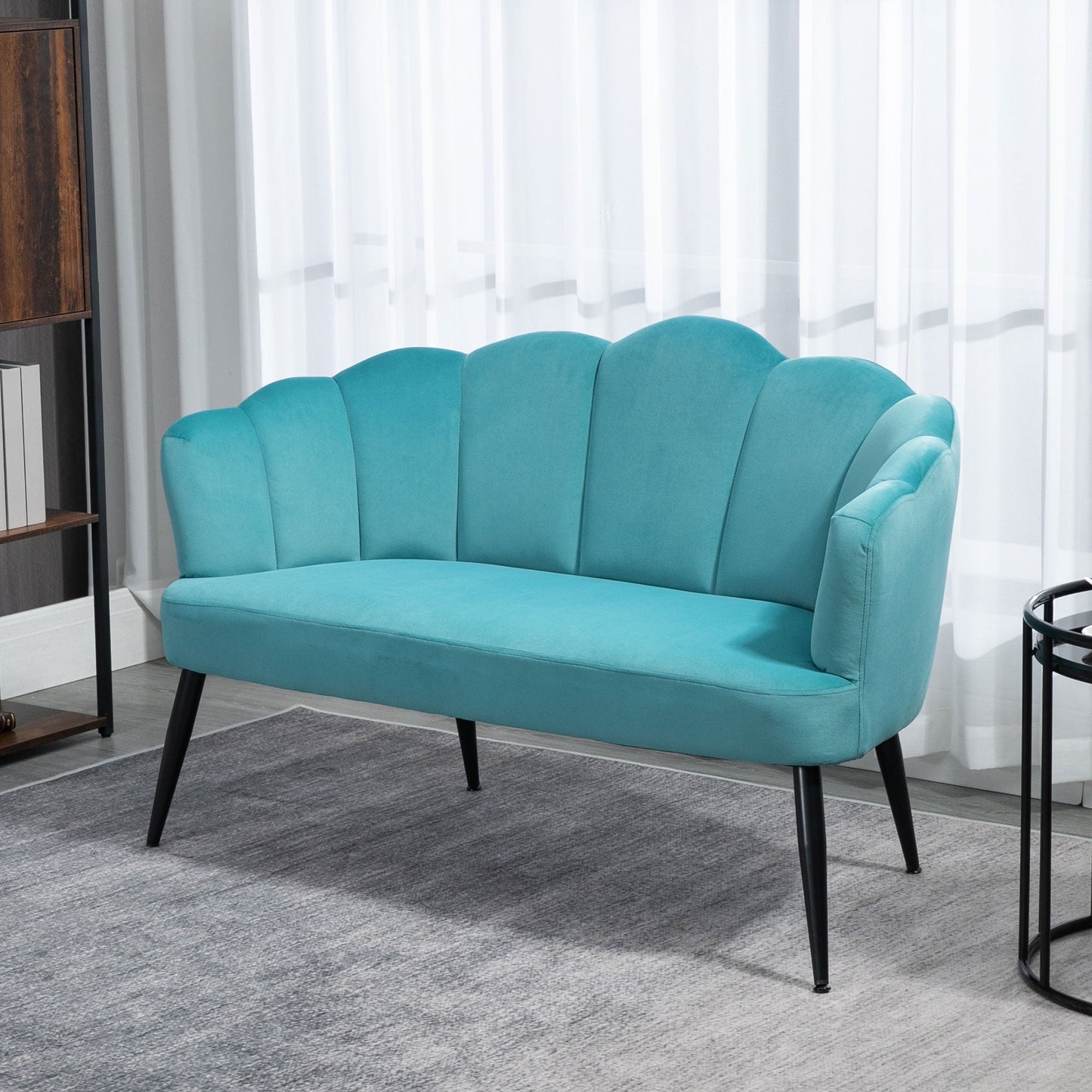 Aqua Marine Shell Design 2 Seater Velvet Sofa ( 132x66x80cm )