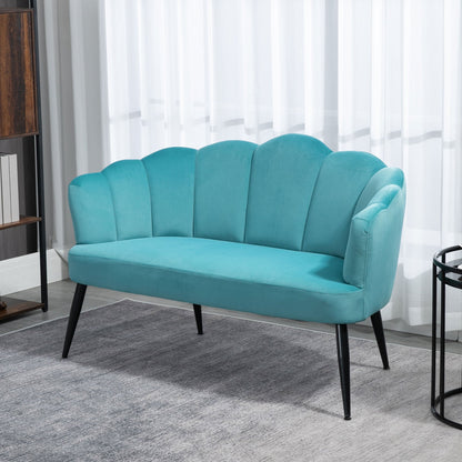 Aqua Marine Shell Design 2 Seater Velvet Sofa ( 132x66x80cm )