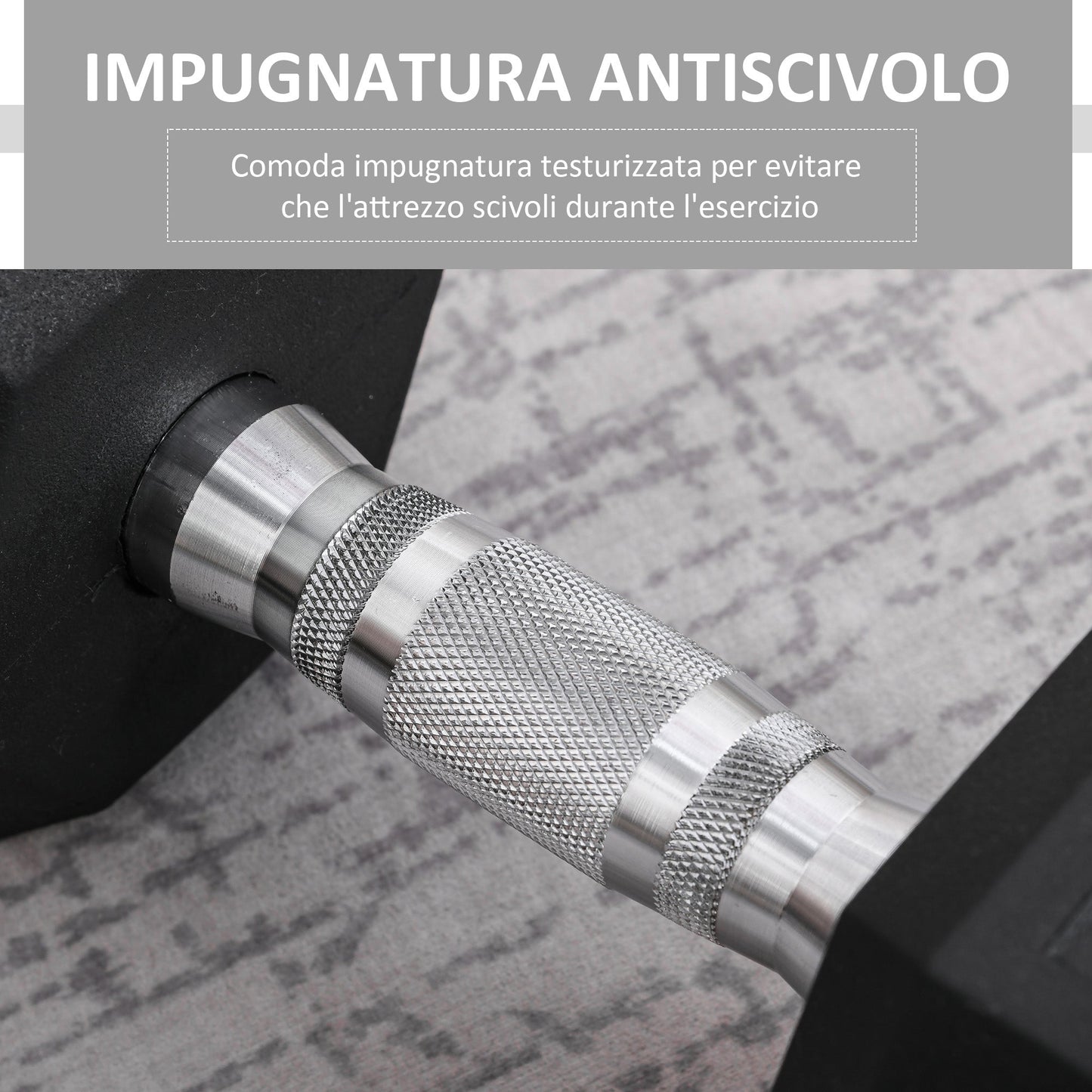 12.5kg Hex Single Dumbbell with Non-Slip Knurled Grip, Black