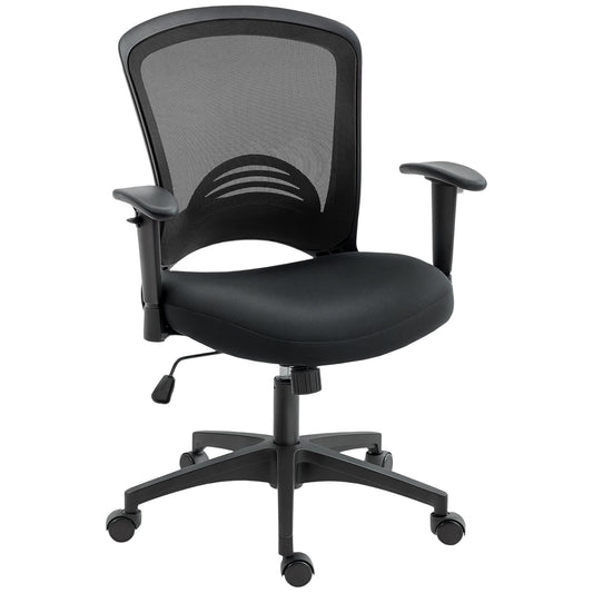 Breathable Mesh Office Chair, Height-Adjustable Reclining, 65 x 59 x 92.5-102.5 cm, Black