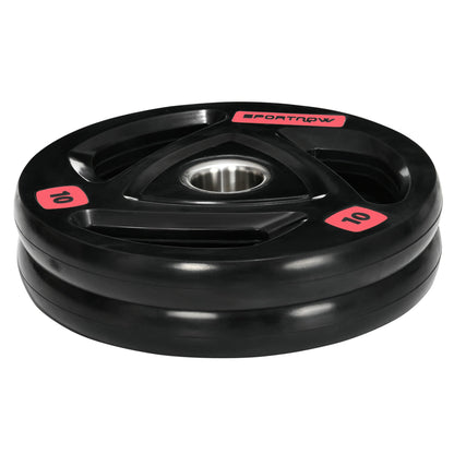 Set of 2 10kg Steel Weight Discs with Rubber Coating for Barbell