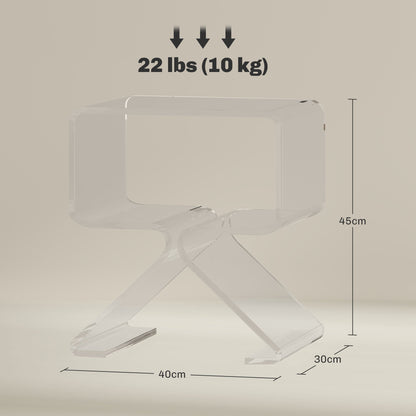 2-Tier Geometric Acrylic Coffee Table with Triangular Legs, 40x30x45cm, Transparent