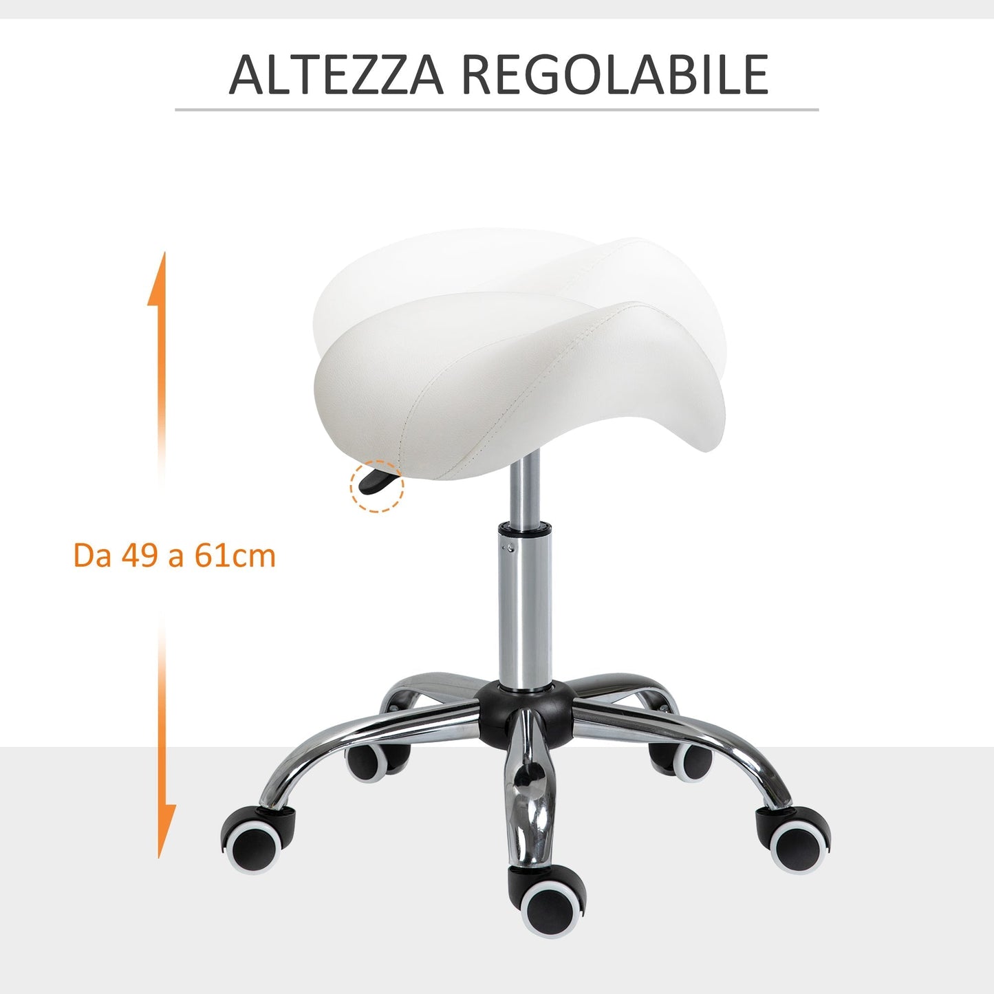 Stool for Beautician Hairdresser Happy Seat Sella 52 × 53 × 49-61cm cream