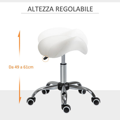 Stool for Beautician Hairdresser Happy Seat Sella 52 × 53 × 49-61cm cream