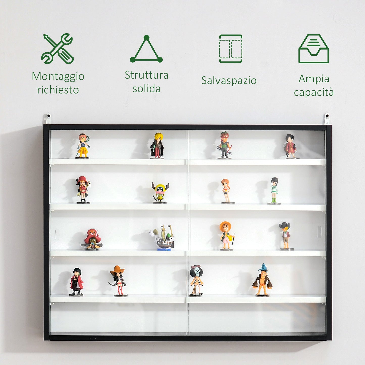 Display Wall Unit with adjustable shelves - Black White