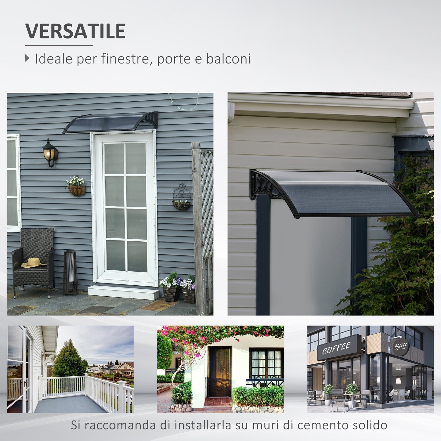 100x80cm Anti-UV Polycarbonate Outdoor Canopy for Doors and Windows