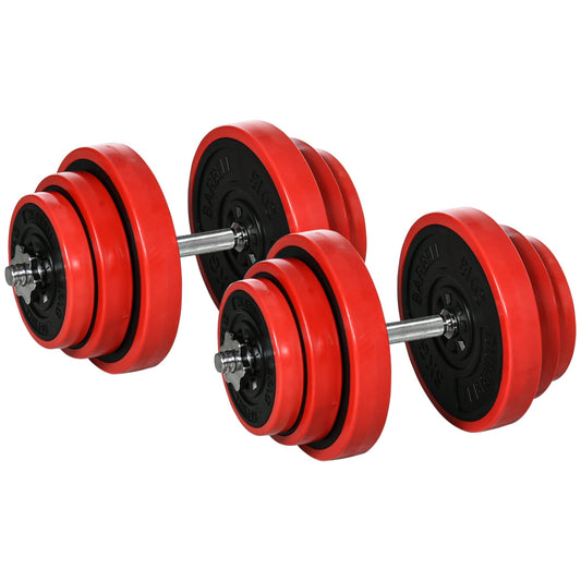 40kg Rubber Coated Metal and Iron Sand Dumbbell Set, 45x26x26cm, Red