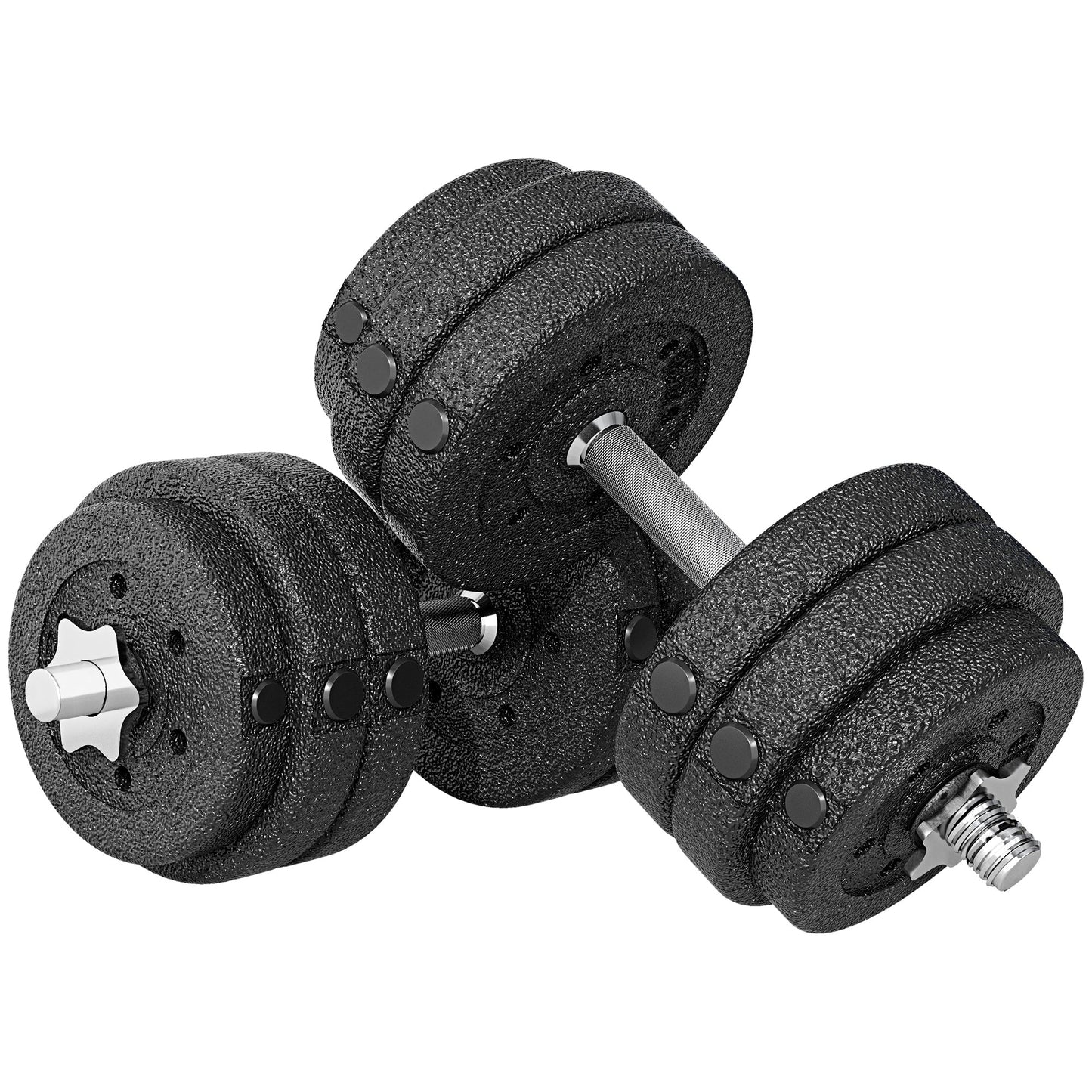 30kg Dumbbell Weight Set (8x2.5kg, 4x1.5kg) with 12 Discs and 2 x 2kg Dumbbells, 43x18x7.5cm, Black