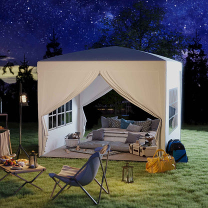 3x3m Folding and Waterproof Gazebo with Side Panels, Steel and Oxford Fabric, White