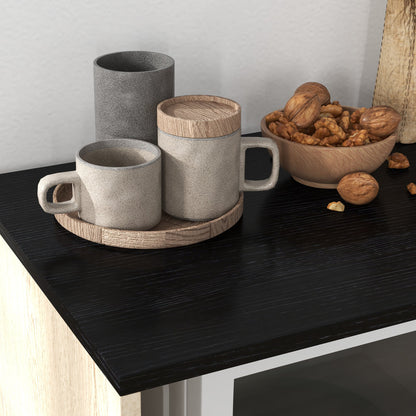 Kitchen Trolley with Open Shelf, 2-Door Cabinet and Side Shelf, 75x40x80.5 cm