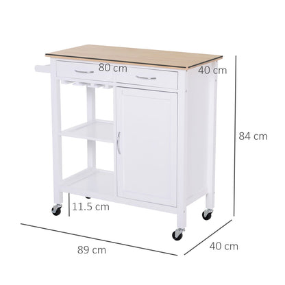itchen Trolley with Drawers and Wheels in Wood Space Saving