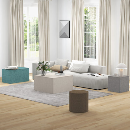 Square Footstool 2 in 1 with Removable Linen Effect Fabric Cover, 41x41x41 cm, Light Grey