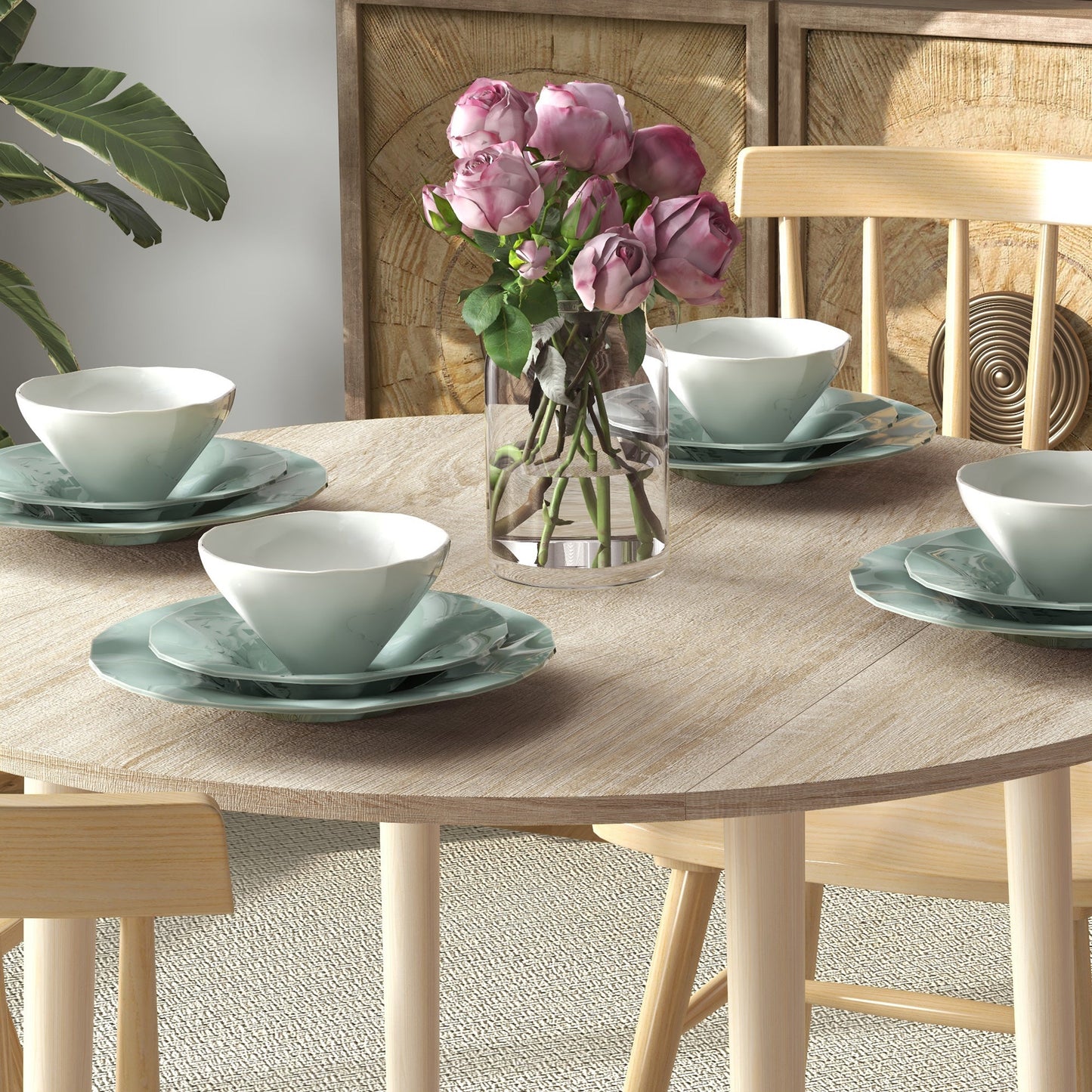 Modern Folding Drop-Leaf Table for Kitchen and Living Room, Chipboard, Ø89x73.5 cm