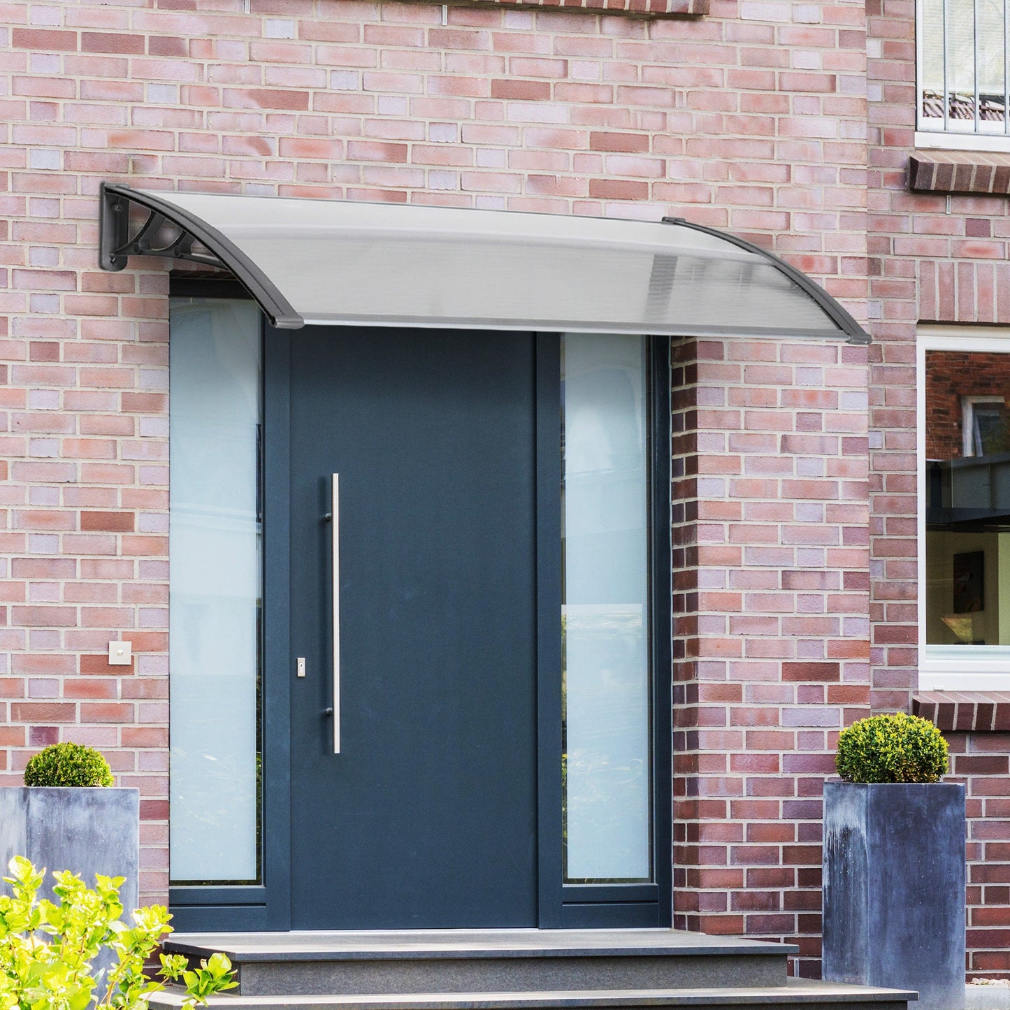 Modern Canopy in Polycarbonate, Aluminum and PP for Balconies, Windows and Doors, 110x60x18 cm