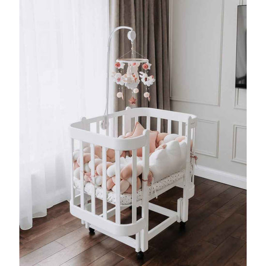 NIKA Convertible Cot – All White - Grows with Your Child from Birth to 5 Years