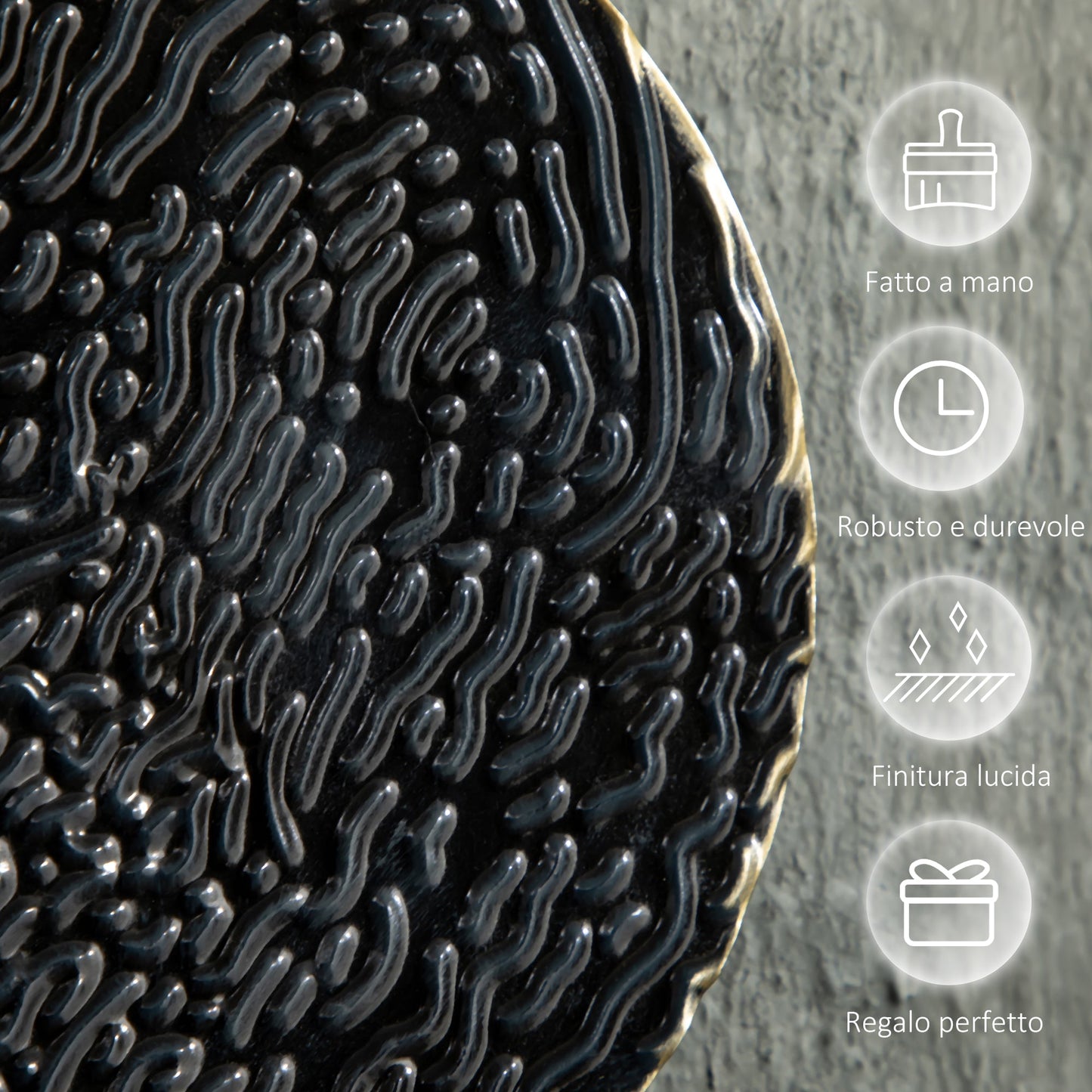 3D Metal Wall Decoration, Circle Wall Art 133x66cm, Blue, Black and Gold